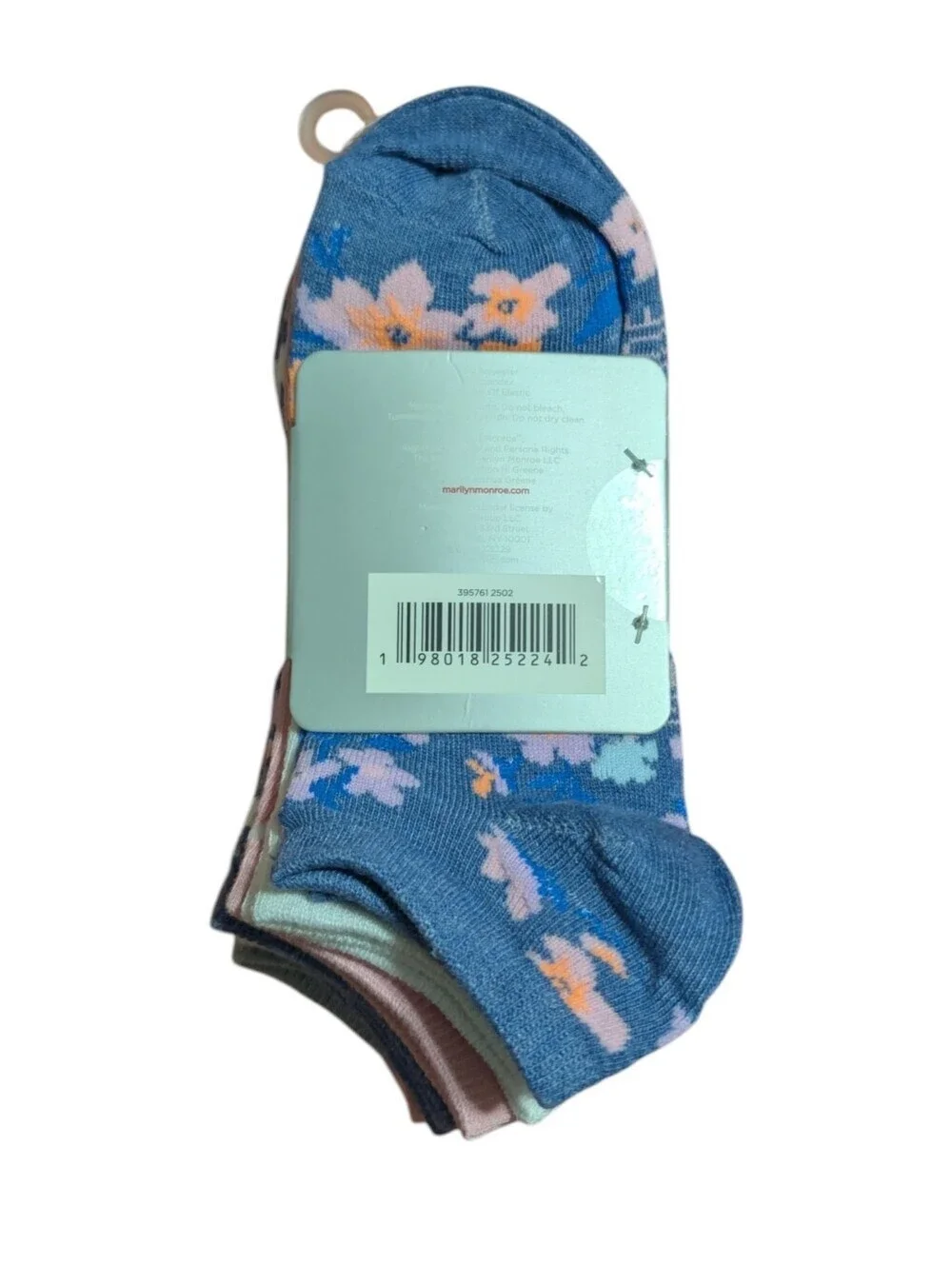 Marilyn Monroe Low Cut Socks - Blue & PINK Floral Print (10 Pairs)